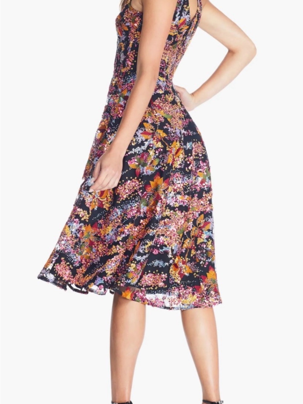 Dress the Population Elisa XL Sequin Embroidered Fit & Flare Cocktail Prom Dress - Picture 2 of 15